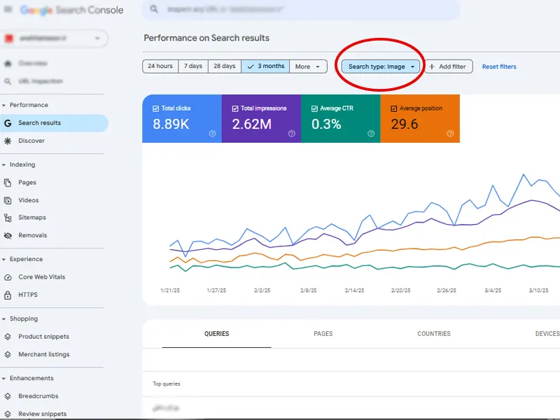 نظارت بر سئو تصاویر سایت در سرچ کنسول